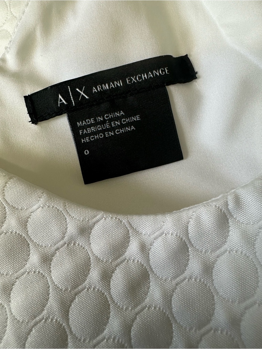 Armani Exchange White Textured Circle-Pattern Top